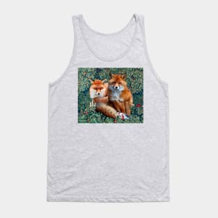 RED FOXES AMONG GREENERY, FOLIAGE AND WILD FLOWERS Tank Top